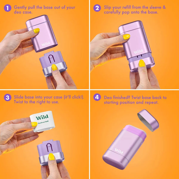 Wild Cosmetics - Refillable Bee Case with Honey & Cactus Flower - Aluminum Free Deodorant