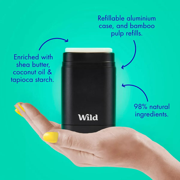 Wild Cosmetics - Refillable Bee Case with Honey & Cactus Flower - Aluminum Free Deodorant