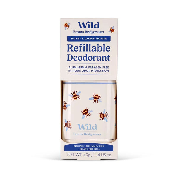 Wild Cosmetics - Refillable Bee Case with Honey & Cactus Flower - Aluminum Free Deodorant