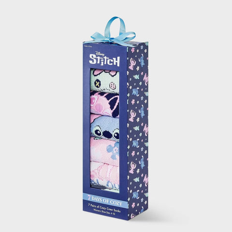 PREVENTA- Women's Lilo & Stitch 7 Days of Cozy Crew Socks Gift Box