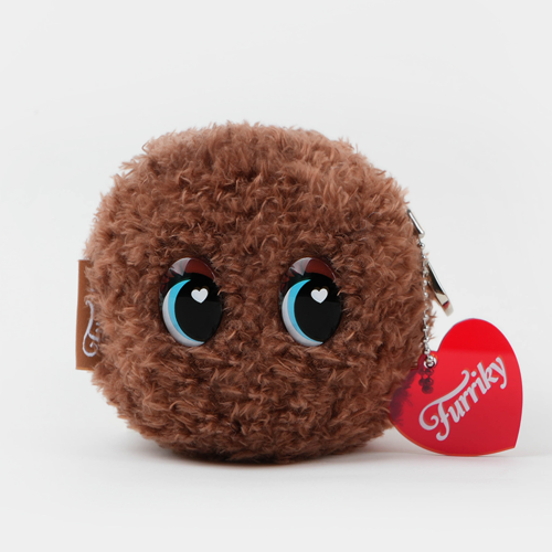 Glow Pink Furry Pouch Keyring