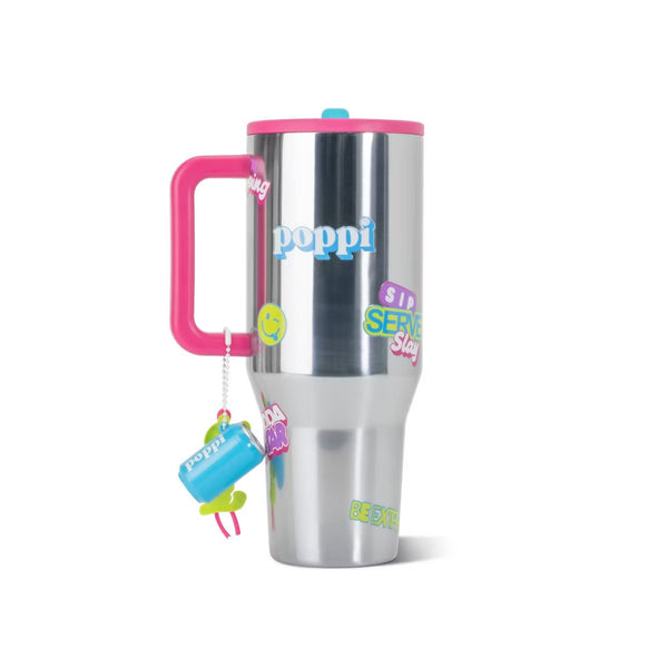 PREVENTA- HydroJug x Poppi 40 fl oz Stainless Steel Straw Tumbler