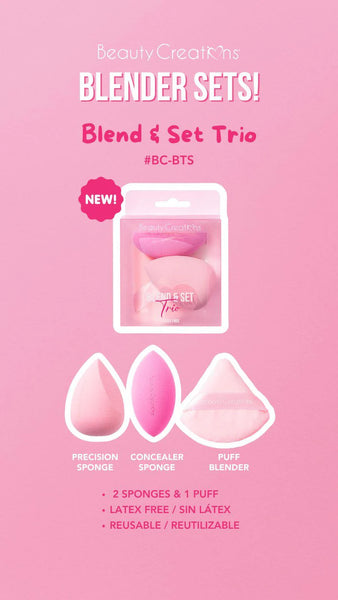 Blend & Set trio de esponjas y borla - Beauty Creations