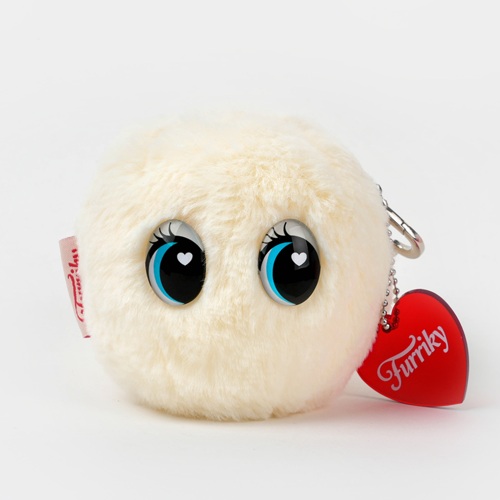 Glow Pink Furry Pouch Keyring