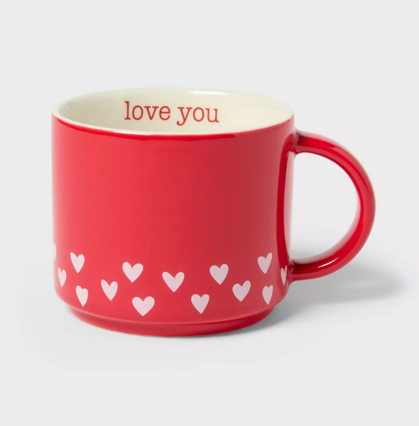 PREVENTA - Stoneware Love you Hearts Stacking Mug Red -  14oz