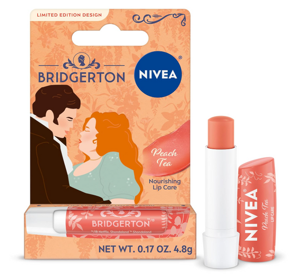 PREVENTA - NIVEA Peach Tea Lip Balm, Nourishing Lip Care Bridgerton Edition