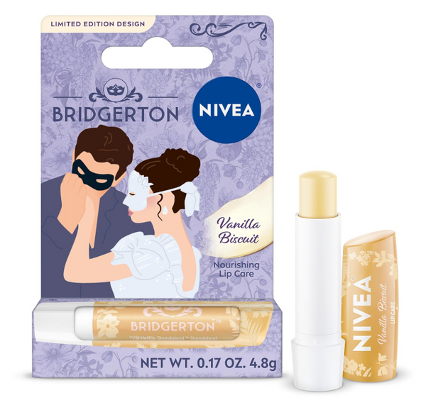 PREVENTA - NIVEA Vanilla Biscuit Lip Balm, Nourishing Lip Care, Bridgerton Edition Moisturizing