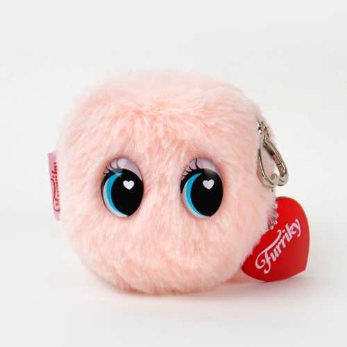 Glow Pink Furry Pouch Keyring