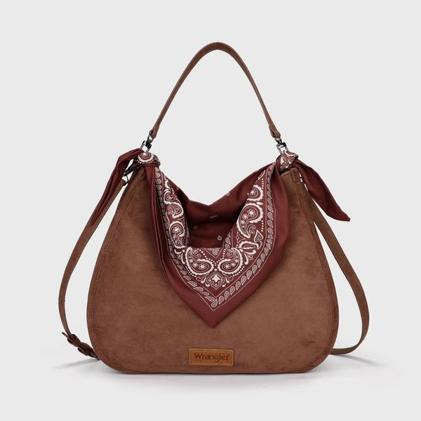 PREVENTA- Wrangler Women's Bandana Shoulder Bag - Dark Brown