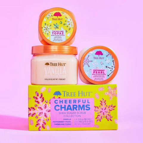 Tree Hut Cheerful Charms Shea Sugar Scrub Gift Set - 3pc