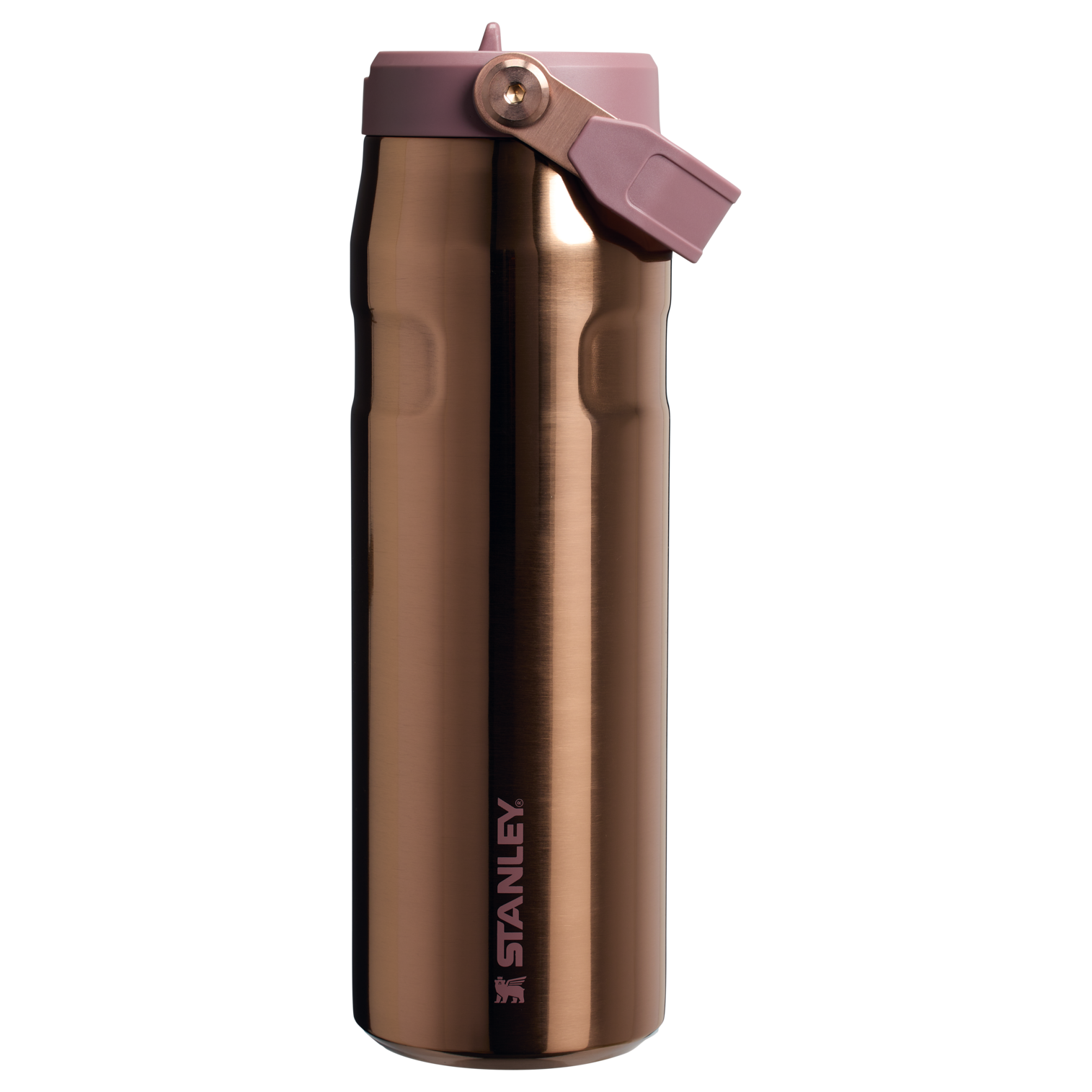 The IceFlow™ Bottle with Flip Straw Lid | 24 OZ - Polished Rose Gold