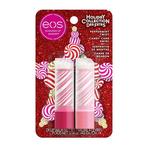 PREVENTA - eos Holiday Lip Balm Stick - Candy Cane Swirl & Peppermint Twist - 2pk