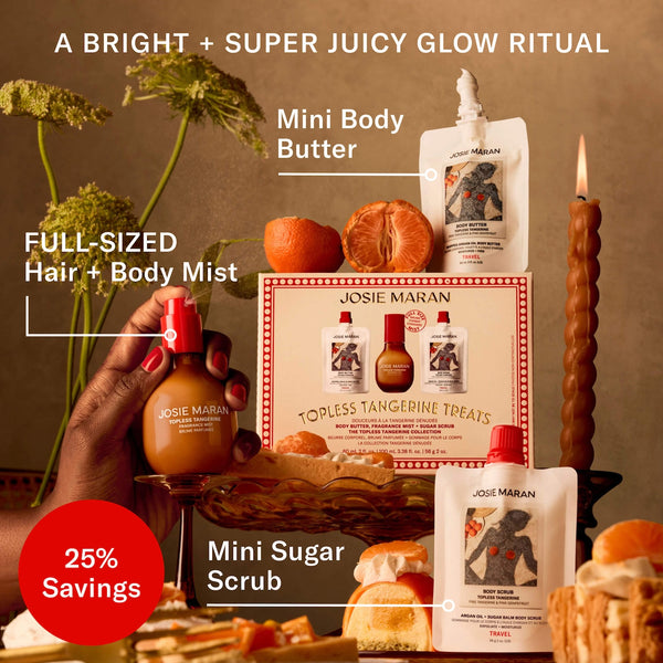 PREVENTA - Topless Tangerine Treats Body Butter, Fragrance Mist, Sugar Scrub Gift Set