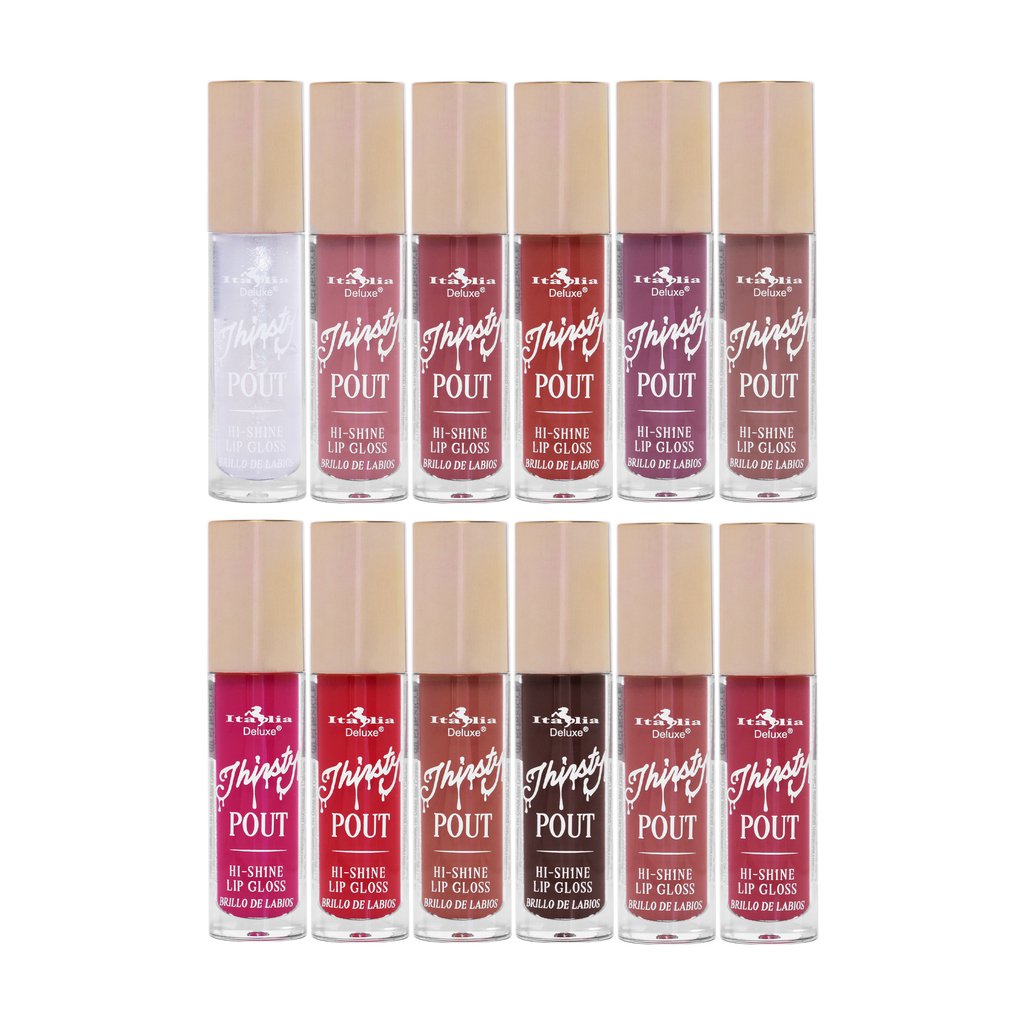 THIRSTY POUT HI-SHINE LIP GLOSS SET 12 piezas